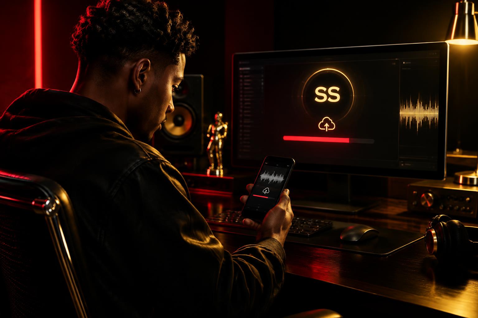 A music artist uploading his track to Styles Studios